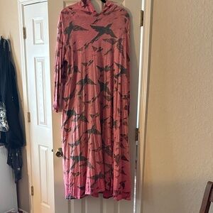 Magnolia Pearl Pink and Black Bird Print Long Sleeve Dress